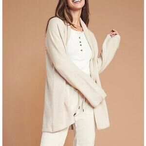 FAHERTY Hayes Cashmere Cardigan, Chalk, Size L